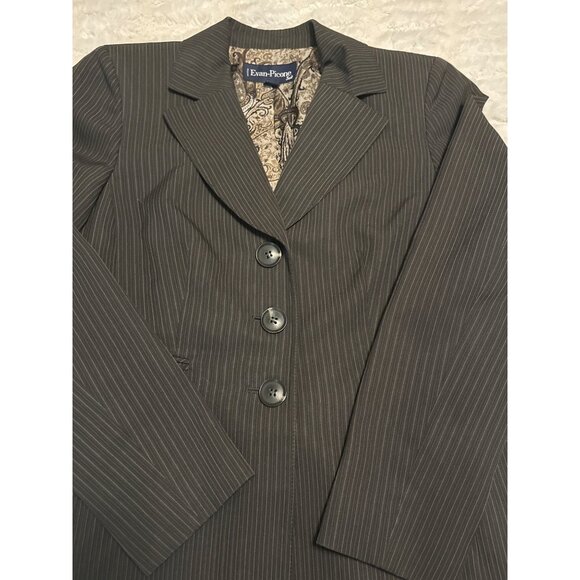 Evan-Picone Petite Suit Jacket Brown w/Stripes Polyester Blend Women's Size 6P - Picture 13 of 16